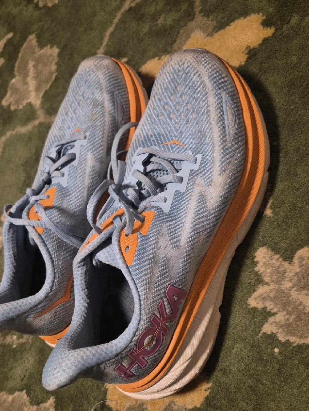 Hoka Light Blue and Orange Men's Running Sneakers - Picture 3 of 8